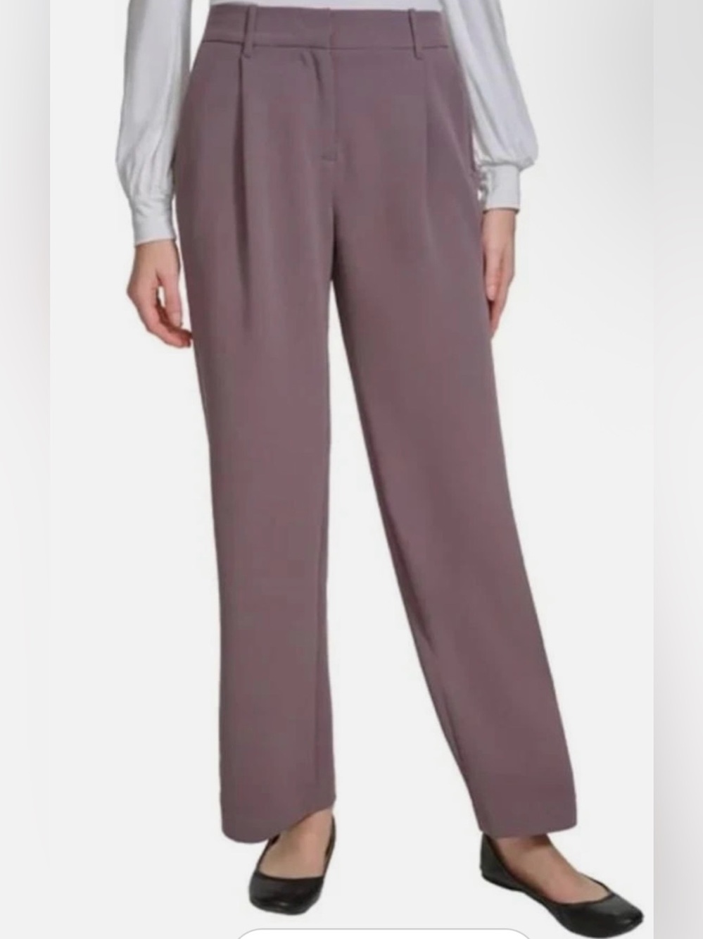 NWT DKNY Brown Straight Leg Pull-On Career Dress Pants Size 8 Pockets